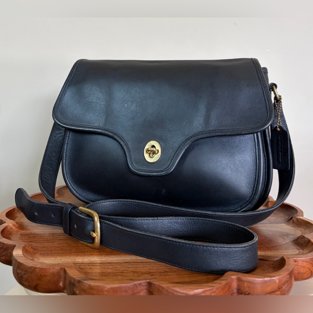 Vintage COACH Lennox Bag Navy Leather Crossbody RARE 9918 - Picture 4 of 17